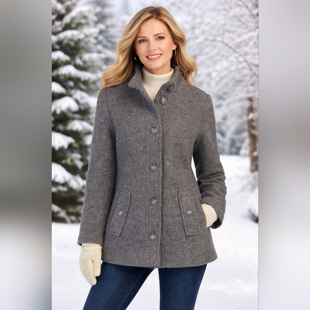Appleseed 100% Wool Gray Peacoat  sz.10P